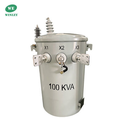 Beli 100KVA Single Phase PoleMontage Distribution Transformer Oil Dipendam 12470V 304SS tank Cairan Dipenuhi Pole Dipasang pembuatan online