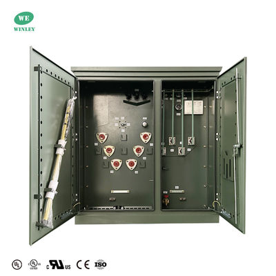 Beli Transformator Terpasang Pad Tiga Fase 150Kva Bersertifikasi UL, Distribusi Terendam Oli 12.470V Ke 480V Memenuhi Standar ANSI IEEE CSA DOE2016 pembuatan online