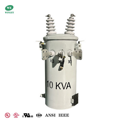 Beli 10KVA Single Phase Pole Mounted Distribution Transformer with Copper Windings and Grain-Oriented Steel Core for Compact Footprint pembuatan online