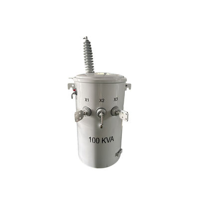 100 Kva Single Pole Mounted Distribution Transformer Oil Type 34.5KV hingga 120V Standar IEEE
