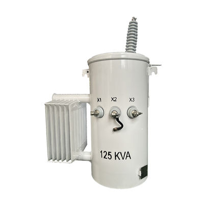 125KVA Single Phase Pole Mounted Transformer Minyak terendam Distribusi 34.5KV Untuk 120V