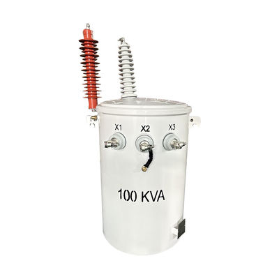 100KVA Single Phase Pole Mounted Overhead Distribution Transformer Standar ANSI / IEEE 13,8KV