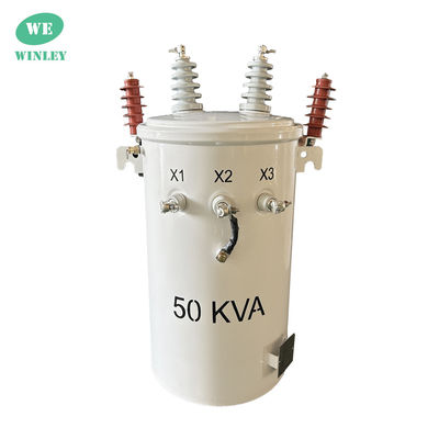 50kva Single Phase Pole Mounted Transformer Oil Dipendam 12.47KV 304SS ANSI / IEEE C57