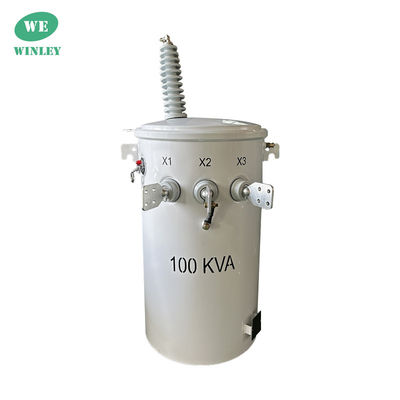 100kva Single Phase Pole Mounted Electrical Distribution Transformer 34,5KV hingga 120V