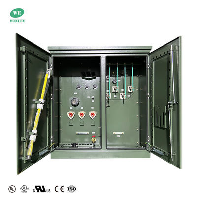 300Kva Tiga fase Pad dipasang Transformer Minyak Merendam Distribusi 12870V Untuk 208V Standar ANSI IEEE