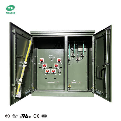 UL Certified 3 Phase Pad Mounted Transformer Oil Dipendam 500Kva 34.5KV hingga 208Y Dead Front Loop Feed