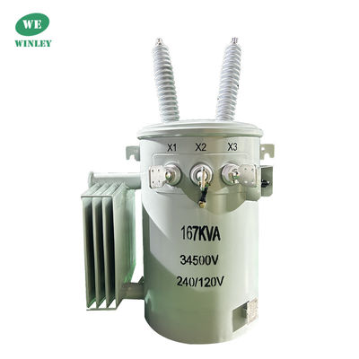 167Kva Single Phase Pole Mounted Transformer Minyak Merendam 34.5KV Untuk 240V ANSI IEEE Standar Power Distribution Transformer
