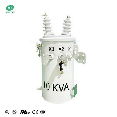 Tegangan Menengah 10KVA Minyak Merendam Single Phase Pole Dipasang Transformer Power Transformer 12470V Untuk 120V