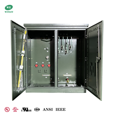 Transformator Terpasang Pad 3 Fasa 600Kva Terdaftar UL, Terendam Oli 34.5KV Ke 480V Distribusi Daya Efisien