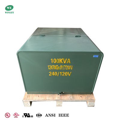 IEEE Standard UL Sertifikasi 100Kva Single Phase Padmount Tipe Transformer Loop Feed 12.47KV hingga 240/120V
